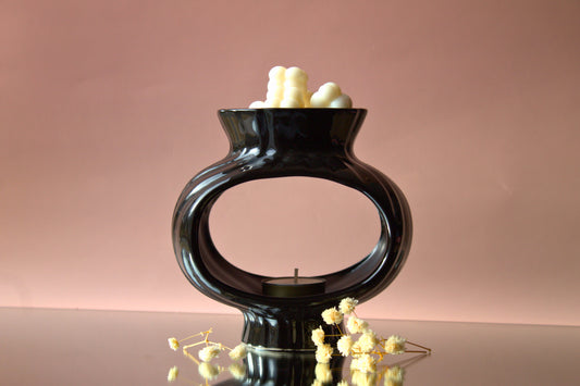 brûle-parfum noir céramique brûleur pour fondants et tablettes flamandine